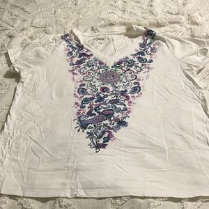 White cotton V-neck T-shirt